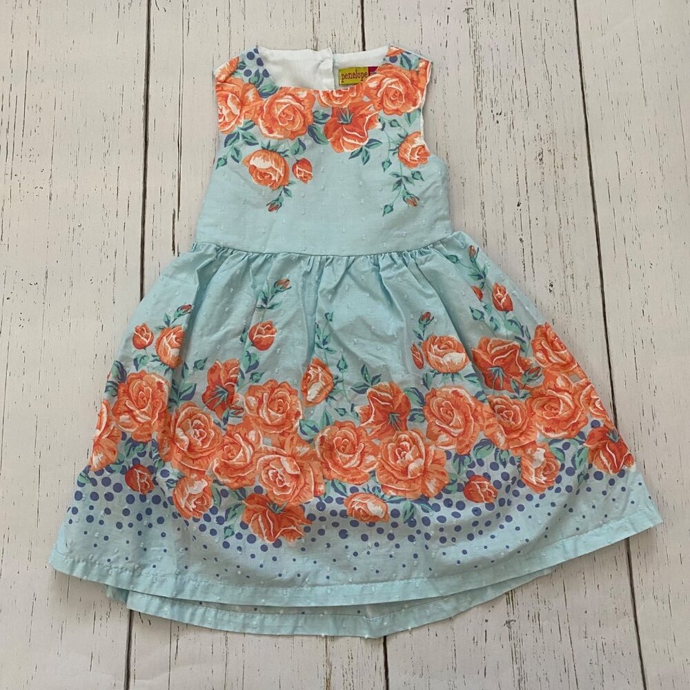 Penelope Mack Turquoise Floral Dress 24M